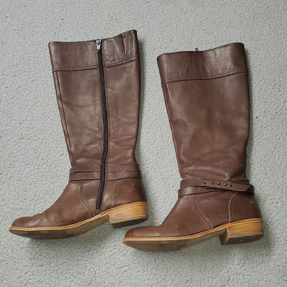 Lands End Equestrian Riding Brown Leather Knee-High Boots Size 6.5B